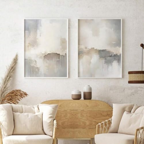 Affiches minimalistes modernes de décoration murale abstraite neutre XINBAO en toile grise - 3
