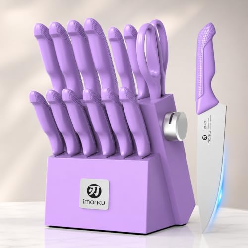 Image of imarku 14-piece Japanese kitchen knife set, including knife block sharpener