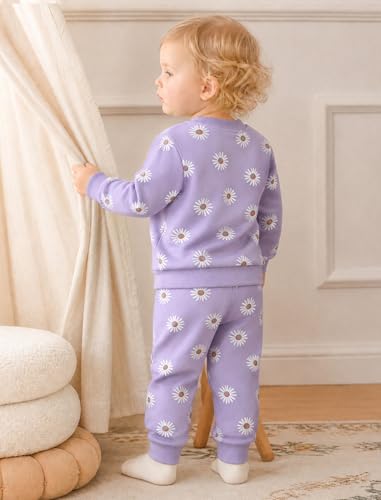 Image of Jecson Baby Girl Clothes Toddler Outfits Quilted Heart Sweatshirt & Jogger Pants Fall Winter Sweatsuit 2Pcs Sets 3M-4T