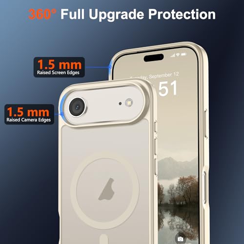 Image of SUPFINE Magnetic for iPhone Air Case (Compatible with MagSafe)(Military Grade Drop Protection) Slim Translucent Matte Shockproof with Anti-Fingerprint Phone Cover for 17 Air,Antique White