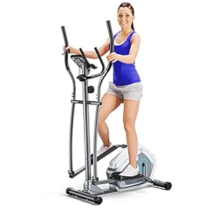Goplus Elliptical Exercise Machine, Magnetic Cross Trainer w/LCD Monitor & Pulse Sensor, 8 Resistance Levels, Cardio Workout Fitness for Indoor Fitness Gym