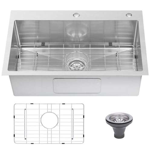 Beleeb Drop In Kitchen Sink 33x22', 9' Basin Depth, 18 Gauge Stainless Steel Sink, 3D Embossed...