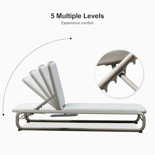 Image of PURPLE LEAF 3 Piece Patio Chaise Lounge Luxury Heavy-Duty Gray