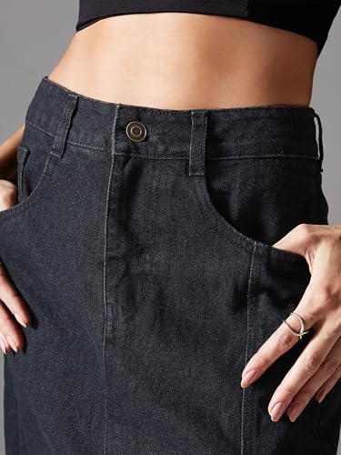 Image of Miss Chase Women's Straight High Rise Mini Denim Skirt