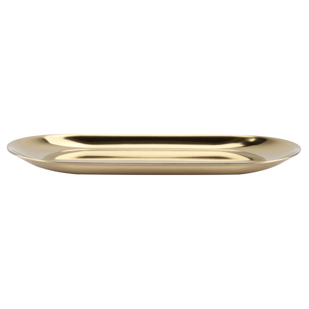 Joyzan Plateau en acier inoxydable pour bijoux, Plateau ovale pour lavabo, Plateau de maquillage pour salle de bain, Plateau de rangement pour cosmétiques, serviettes, serviettes en papier, nappes