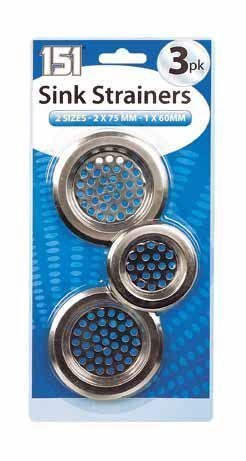 Metal Sink Strainers 3 Pack - 2 x 75mm 1 x 60mm