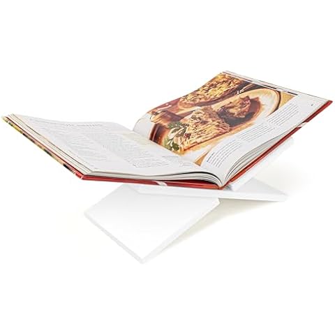 Belle Vous White Acrylic Book Stand Holder - Display Easel for Cookbook, Recipe, Textbook & Magazine - for Coffee Table or Kitchen Counter Reading Cover