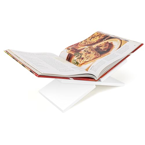 Belle Vous White Acrylic Recipe Book Stand Holder - Display Easel for Cookbook, Textbook & Magazine - for Coffee Table or Kitchen Counter Reading