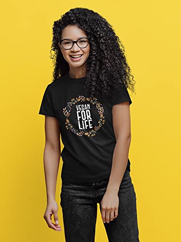 Camiseta feminina Vegan For Life, Preto, P