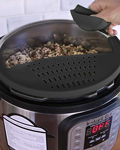 Salbree Silicone Snap Vegetable And Ground Beef Grease Strainer Fits The 6Qt Instant Pot And Snaps To The 6 Quart Instapot Pressure Cooker Inner Pan Small Mitts Set Included (6Qt, Black) #TOP4