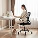 DUMOS Home Office Desk Chair - Ergonomic Mid Back with Lumbar Support & Rocking Mode, Height Adjustable with Fixed Armrest, for Conference, Computer, Meeting Room, 360° Swivel, Adults, Black