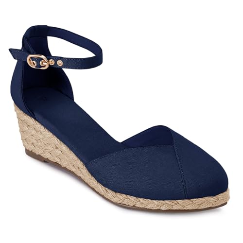 Image of Juliet Holy Womens Espadrilles Sandals Closed Toe Platform Ankle Strap Casual Summer Wedges