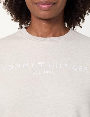 Tommy Hilfiger Damen Sweatshirt ohne Kapuze, Elfenbein (Heather Oatmilk), XXXL – Ansicht 2