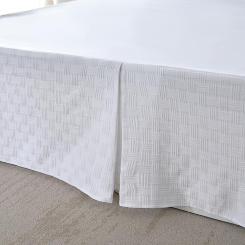 Pleated-Bed-Skirt-Queen-Size-Soft-and-Breathable-Microfiber-Knitted-Jacquard-Waffle-Weave-Striped-Bed-Skirt-Queen-Bed-Skirt-14-Inch-Drop-White Pleated Bed Skirt Queen Size Soft and Breathable Microfiber Knitted Jacquard Waffle Weave Striped Bed Skirt Queen Bed Skirt 14 Inch Drop White