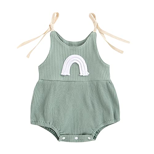 Image of JLKGICF Infant Newborn Baby Girl Floral Romper Kids Spaghetti Strap One Piece Jumpsuit Shorts Toddler Summer Overall Clothes