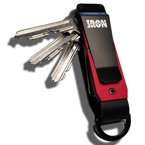 Iron Edge Key Organiser - Portable Keychain Minimalist Heavy Duty Keyring Pocket Smart Key Holder with Gift Box and Tool (Aluminium Red)