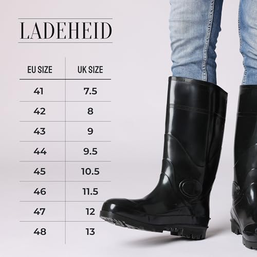 Ladeheid Gummistiefel Herren hoch Erwachsene wasserdichte Regenschuhe LA-914 (Grün, 44 EU)