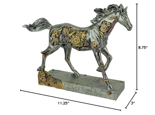 Estatua de Caballo Steampunk Plateado Zeckos miniatura 4