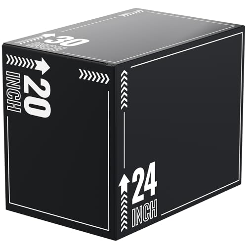 papababe 3-in-1 Plyometric Jump Box Workout Equipment, Box Jumps for Home Gym, Plyo Box Trainer with Anti Slip Surface and High Density Foam (Large 20x24x30)