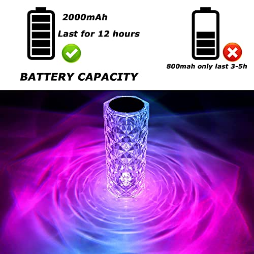 Rose Table Lamp,Crystal Lamp,Rose Diamond Table Lamp,16 Colors Rgb Touch&Remote Control,Usb Rechargeable 2000Mah Battery Last For 12H,Romantic Atmosphere Decoration Light (Not 800Mah) #TOP6
