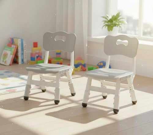 GAOMON Kids Chair Set of 2, 3 Level Height Adjustable Kid Chair, Plastic Toddler Chairs for Children Boys Girls Age 2-6, Suitable for Home Family Classroom Nursery Indoor Use, Grey