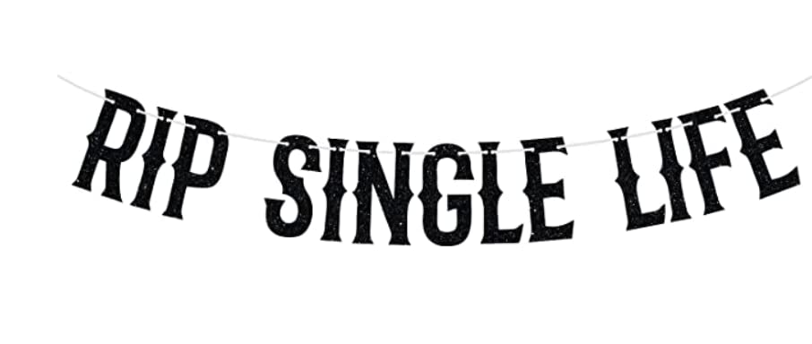 Black Glitter Rip Single Life Banner,Here Lies My Single Life Decorations,Gothic Theme Birthday Decoration, Gothic Bachelorette Engagement Decorations, Bride or Die Party Decoration Supplies