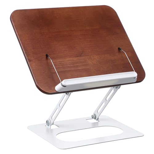 EXAOMBLE デスク用折りたたみ読書台 中型無垢材製 多角調整可能 書見台 教科書 料理 雑誌対応 持ち運び便利 学習 オフィス用