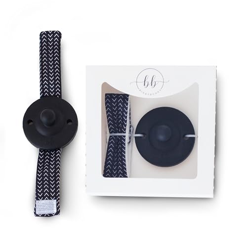Image of Wrist Pacifier w /Fabric Band (Patent Pending), Self-Soothing Pacifier, Baby Gift, All Ages 0+ (Black)