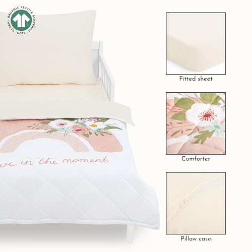 Image of Evolur Rain Boho 3 Piece Toddler Bedding Set, Super Soft and Breathable Toddler Bedding, Machine Washable, Includes Fitted Sheet, Comforter and Pillow Case