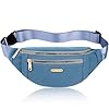 Pochete Feminina com 3 Bolsos, Bolsa de Cintura Casual de Ombro e Transversal para Passeios Trabalho Uso Diário Viagens ou Atividades Esportivas Pochete Leve com Design Elegante (AZUL)