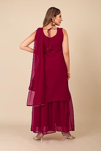 Image of TILKI FASHION Women's Embrodery Work Kurti With Sharara And Dupatta Set