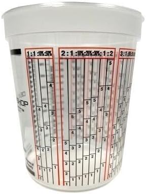 Disposable Solvent Resistant Cups with Graduations for Paint Mixing, Epoxy Resin Pour, Acrylic Paint and Stain 1 Quart 32 oz. Cups, 100 pack, for Body Shops, DIY, Garages, Dealerships, Made in USA