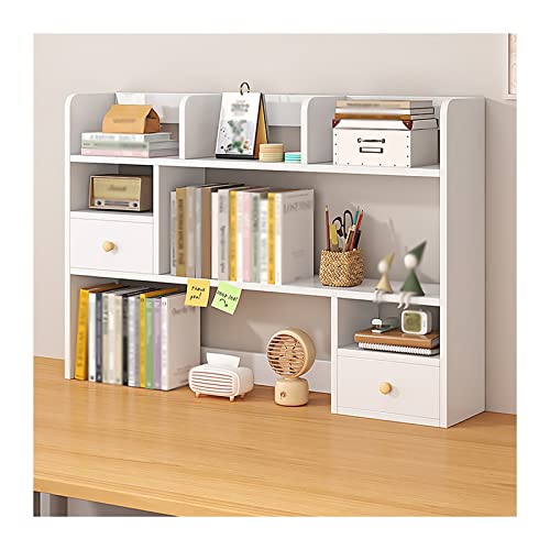 Estantería de madera para escritorio, organizador de oficina, dormitorio, escritorio, estantería de almacenamiento, organizador de estantería blanca (tamaño: 113 x 17 x 80 cm)