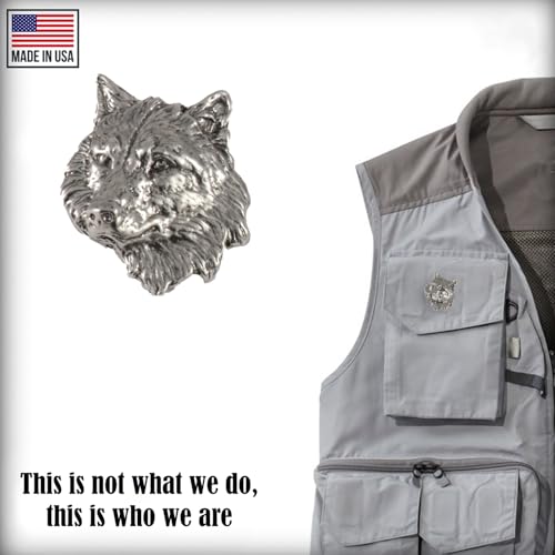 Wolf Pin, Head, Pewter, M041, 1 Inches, Handmade in the USA, Realistic, Metal, Hat Pin, Lapel Pins, Brooch, Gift, Over 3100 Wildlife Designs.