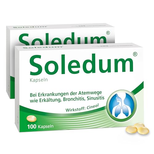 Soledum Kapseln | 2 x 100 Kapseln | Erkältungskapseln mit Cineol bei Erkrankungen der Atemwege wie Bronchitis Sinusitis