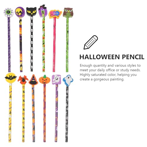 Lápices de madera Cabilock 24 piezas Halloween con borradores miniatura 7