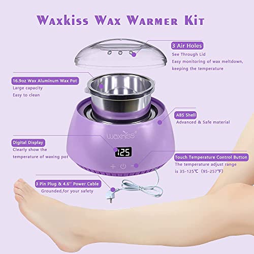 Wax Warmer, 16.9Oz Digital Portable Electric Hot Wax Warmer For Hair Removal With See-Through Cover-Violet 16.9Oz #TOP3