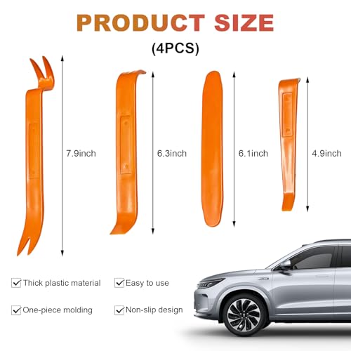 Image of DXNQ 4 PCS Auto Trim Removal Tool Kit, No Scratch Removal Installer Pry Tools for Car Door Clip Panel, Dashboard Clip Fastener Remover Pry Tool Set for Vehicle Interior Trim, Car Accessories