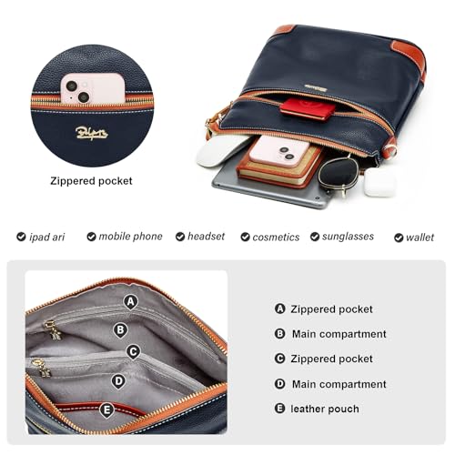 Image of BOYATU Leather Crossbody Bag for Women: Designer Shoulder Purse for Travel - Trendy Genuine Leather Handbag for Everyday