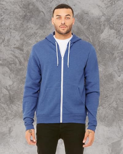 BELLA+CANVAS Unisex Sponge Fleece Full-Zip Hoodie - Heather True Royal2