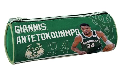 PRESTIGE & DELUXE Trousse d'école compatible avec NBA Antetokounmpo 34 fermeture éclair Dim. 21 x 7,5 x 7,5 cm