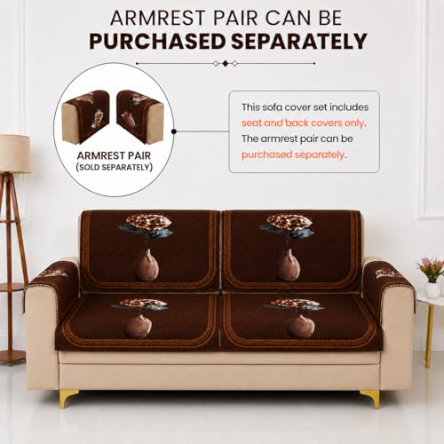 Image of Homerz Premium 'Luxe Series' Holland Velvet Sofa Cover | Smooth Finish | Anti-Skid Fleece Backing | Soft Touch Couch Protector for Living Room (Vase, 2 Seater, Seat Cover with Backrest)