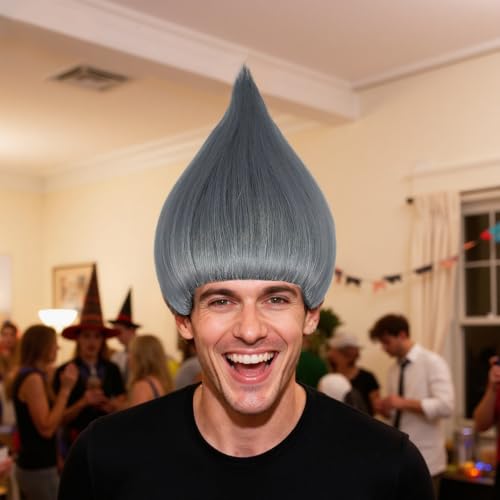 Image of JoneTing Pure Grey Wig for Anime Gray Straight Party Wigs for Halloween