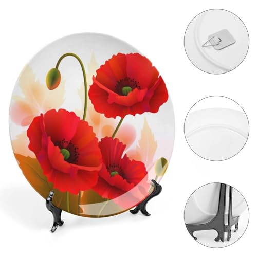 Plato decorativo Bone China Poppy Flowers 6 pulgadas miniatura 4