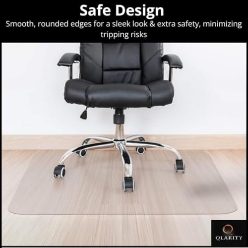 Image of Qlarity Covers Office Chair Mat for Hardwood, Tile & Laminate Floors | Frosted Floor Protector | Anti-Slip, Scratch Protection, Smooth Rolling | 2mm, 46 x 60 Inch, Rectangular | Transparent PVC