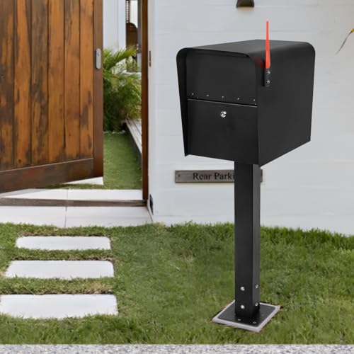 Mailbox Post with Post Base, 27 inch, Heavy Duty Q235 Steel Mailbox Posts for Outside, High Mounting Post for Street Curbside, Mailbox Post Kit for Sidewalk, Black by Ciao Stilista - Image 8