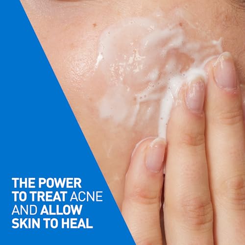 CeraVe 4% Benzoyl Peroxide Acne Treatment Foaming Cleanser Face & Body Wash, with Hyaluronic Acid and Niacinamide. Helps Clear Acne Pimples and prevent breakouts. Gentle Gel, Fragrance-Free, 150ML - Image 4