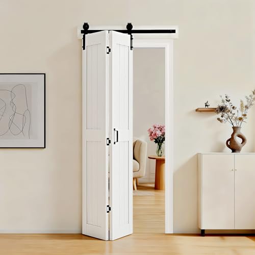 VEVOR Porte Coulissante Intérieure 91,4x213,4 cm, Porte de Grange Pliante en MDF Quincaillerie Incluse, pour Séparation de Pièce Chambre Salon Placard,...