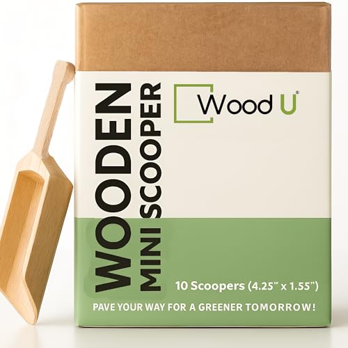 10 Pcs Mini Wooden Scoop - Scoops for Canisters, Bath Salts - Multipurpose Wooden Spoon (4.25'' x 1.55'')