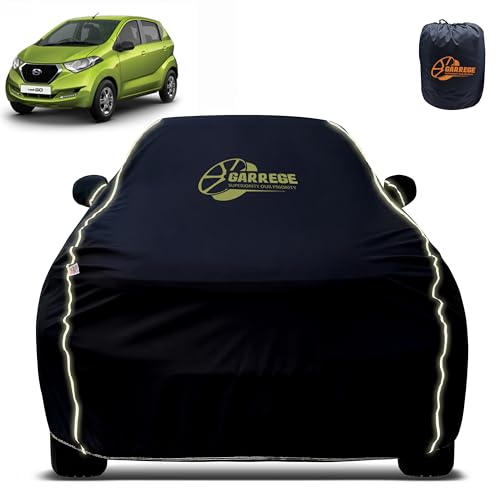 Image of Reflector Waterproof Car Cover for Datsun Redi Go with Mirror & Antenna Pocket | All Weather Protection | Washable Fabric | Black Color